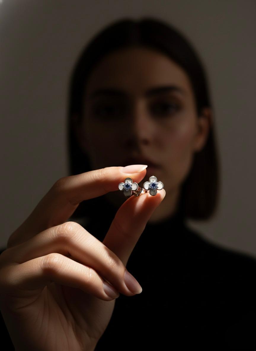 Sapphire Blossom Stud Earrings