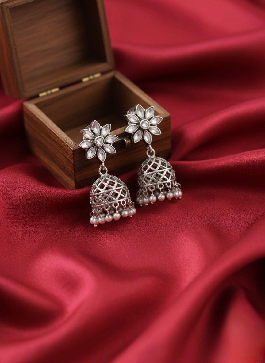 Pearl Bloom Jhumkas Earrings