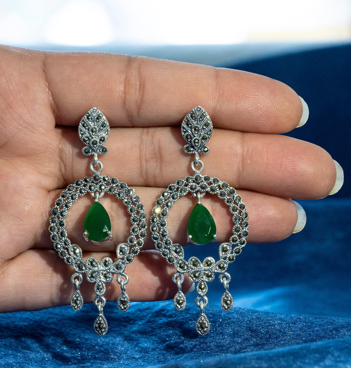 Emerald Halo Earrings