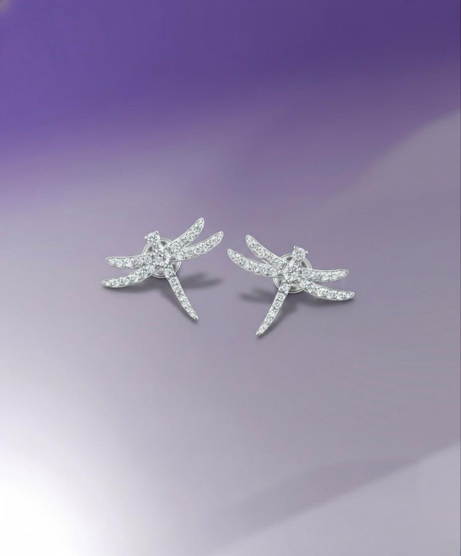 Silver Dragonfly Studs
