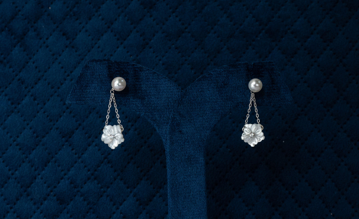 Roopsi Pearl Blossom Drop Earrings