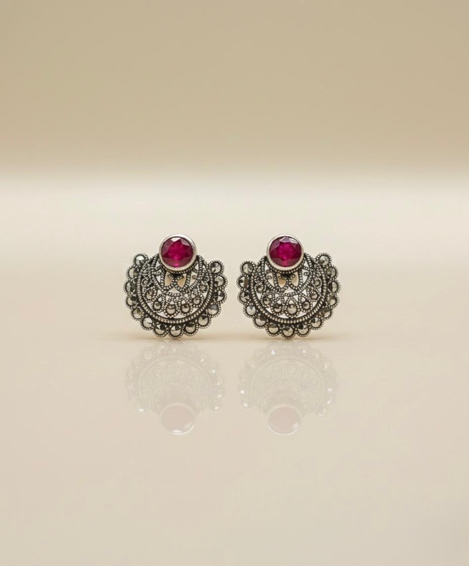 Ruby Antique Filigree Studs