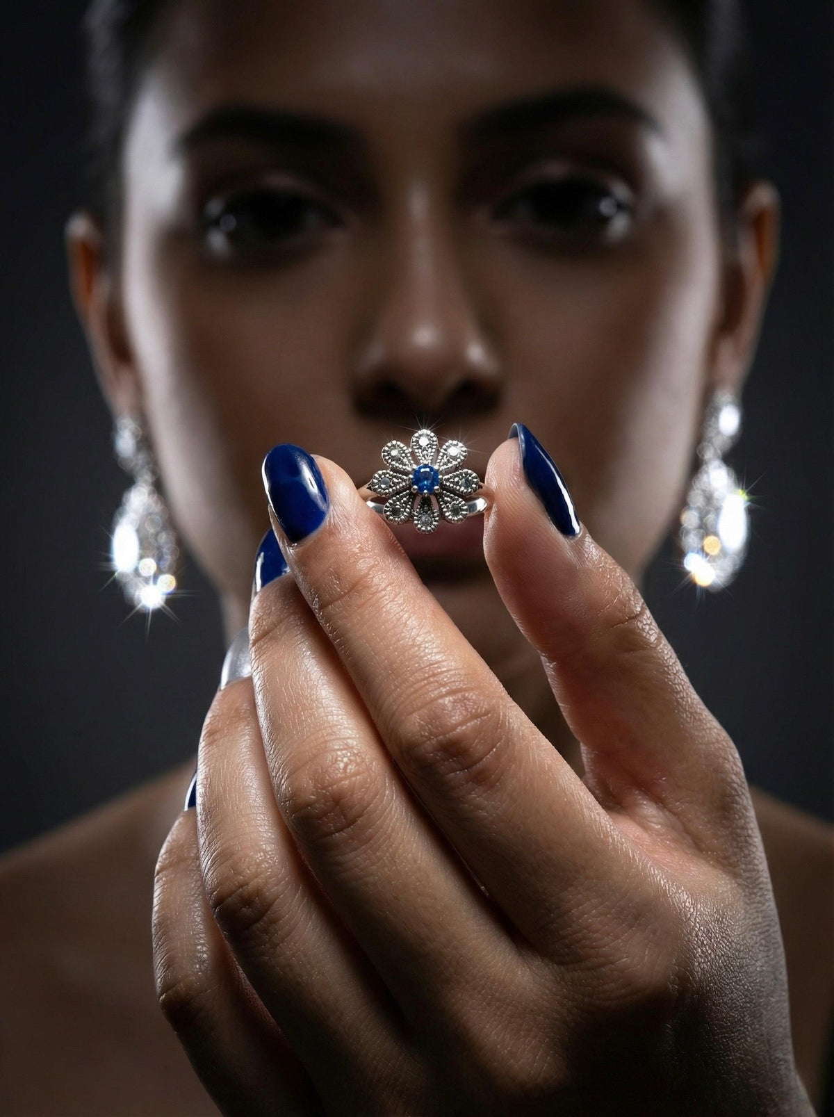 Sapphire Floral Statement Ring
