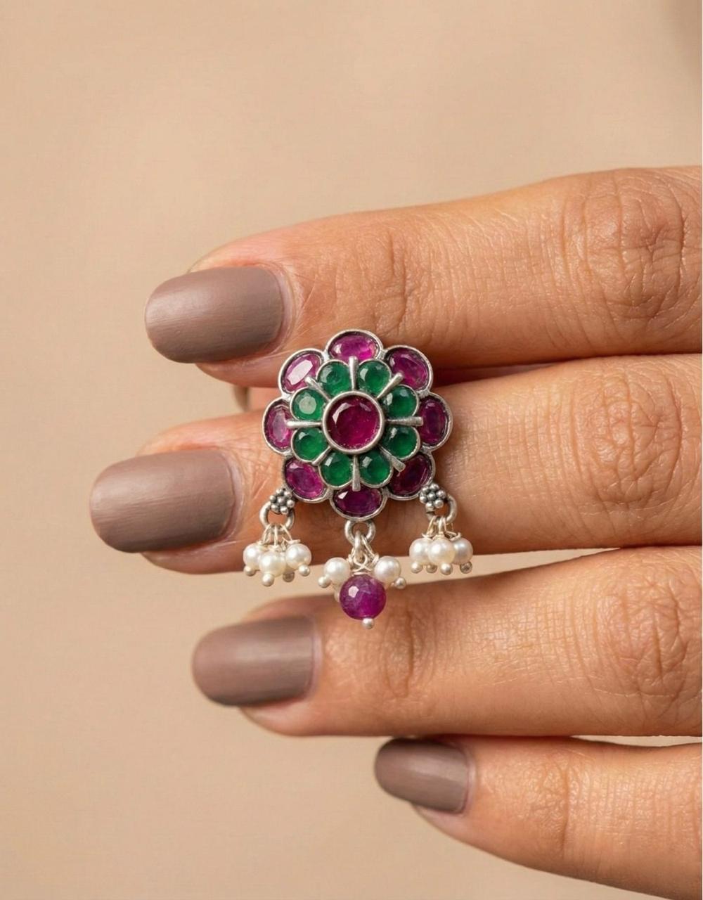 Ruby Emerald Floral Drops