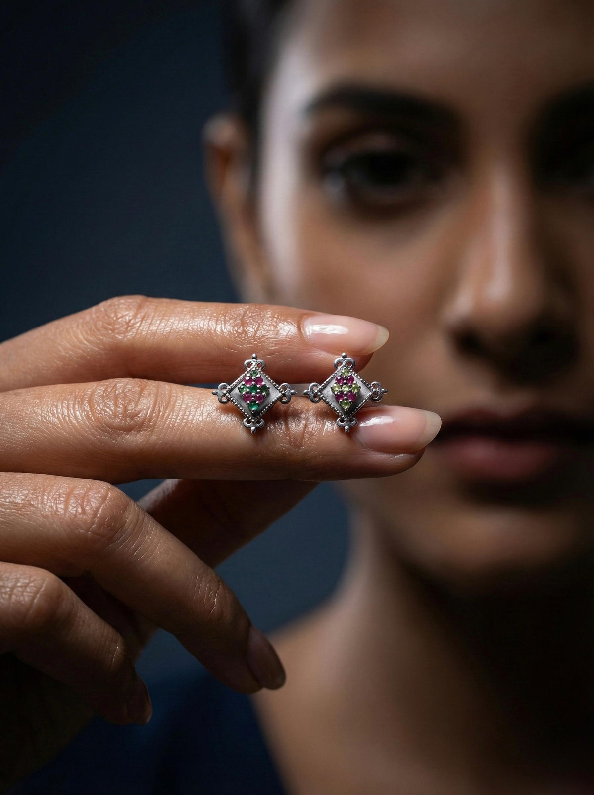 Floral Diamond Stud Earrings