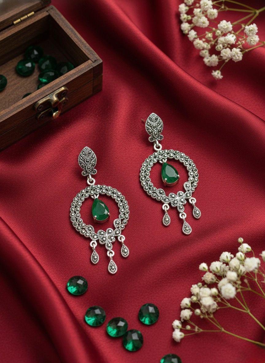 Emerald Halo Earrings