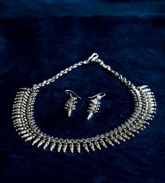 Roopsi 925 Vintage Ghungroo Oxidised Choker Set