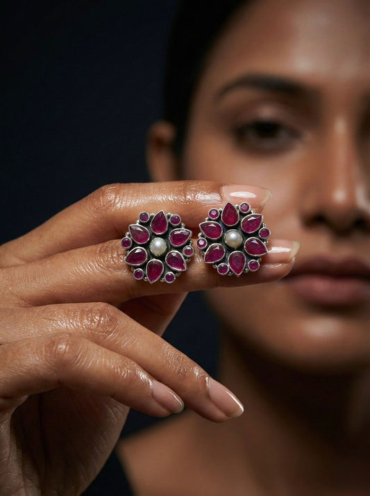 Ruby Bloom Earrings