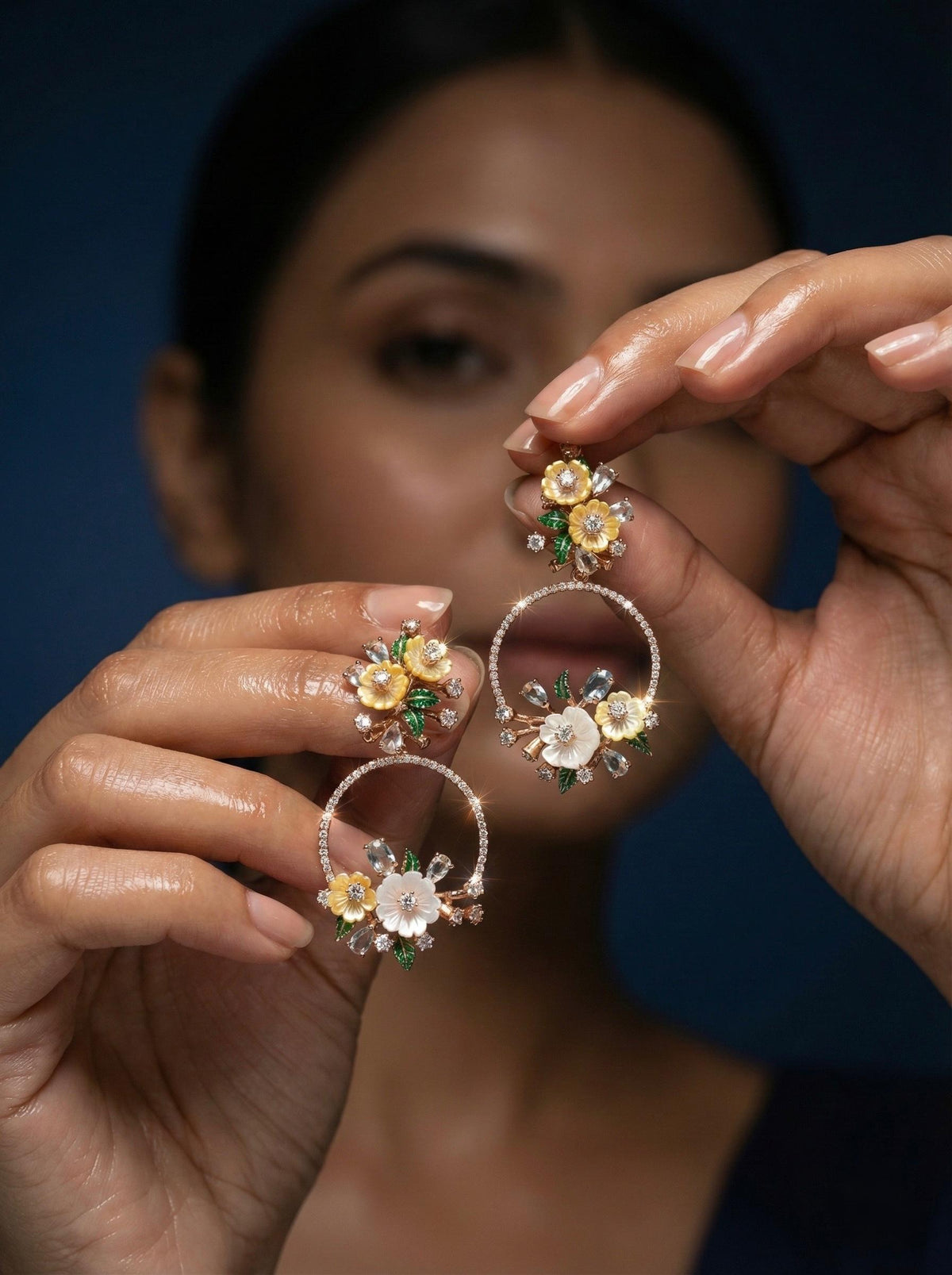 Celeste Yellow Bloom Hoops