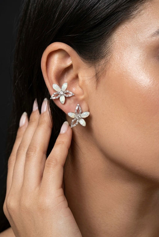Opal Bloom Floral Stud Earrings