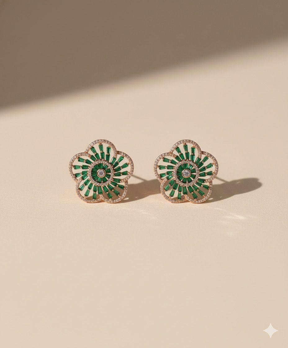 Emerald Petal Studs