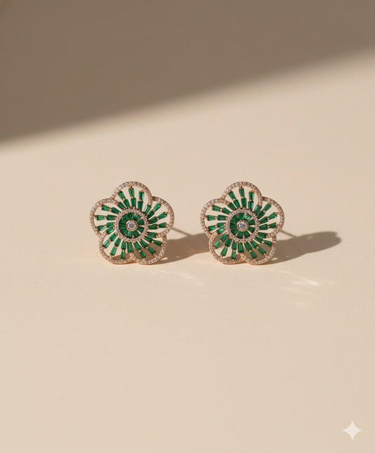 Emerald Petal Studs