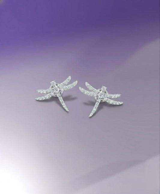 Silver Dragonfly Studs