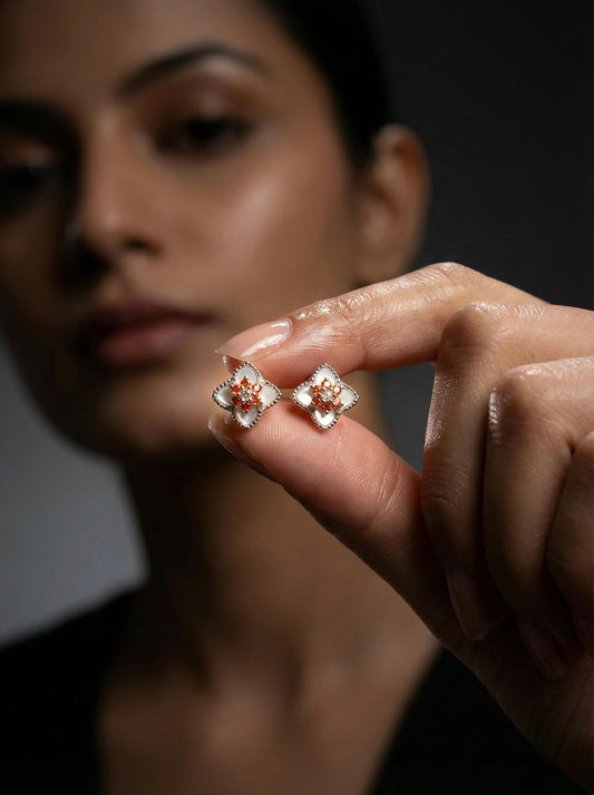 Coral Petal Stud Earrings