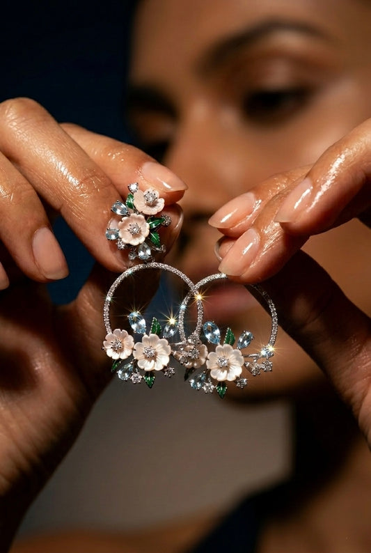 Celeste Blush Bloom Hoops