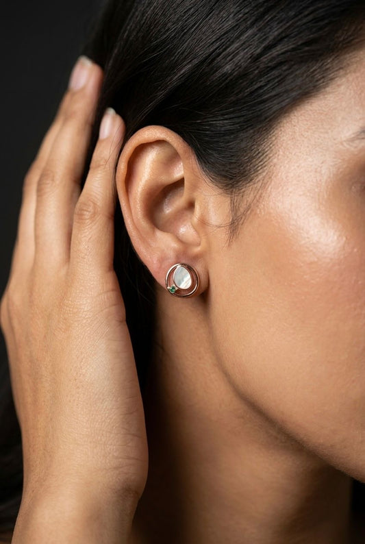 Aurora Pearl Orbit Stud Earrings