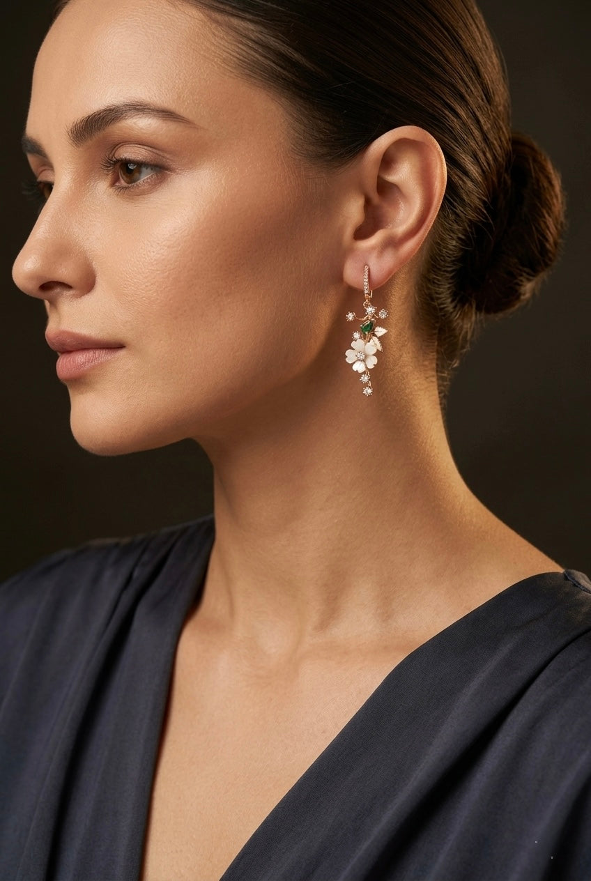 Roopsi Ivory Bloom Drop Earrings