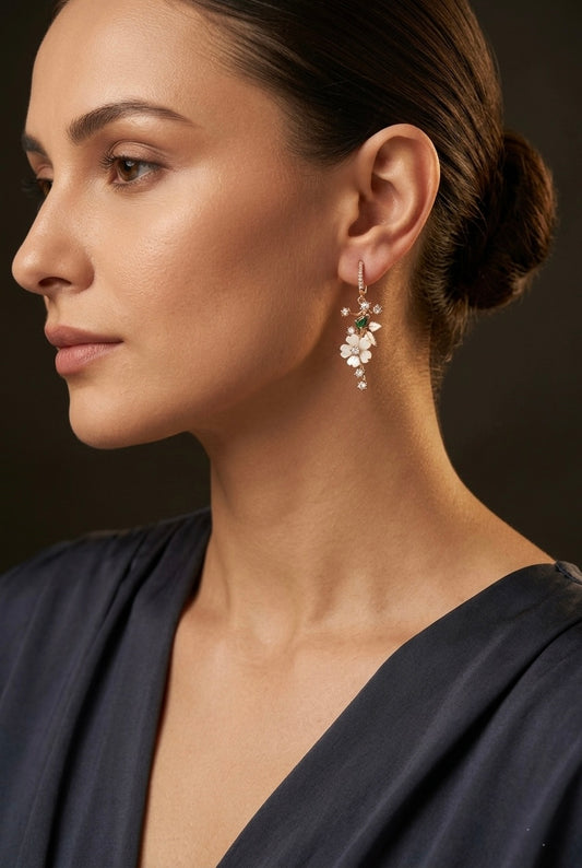 Roopsi Ivory Bloom Drop Earrings