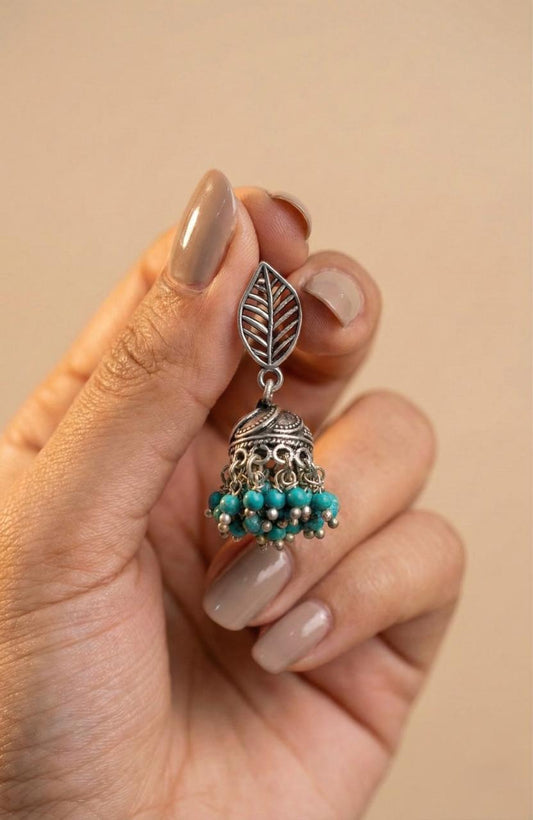 Turquoise Leaf Jhumka