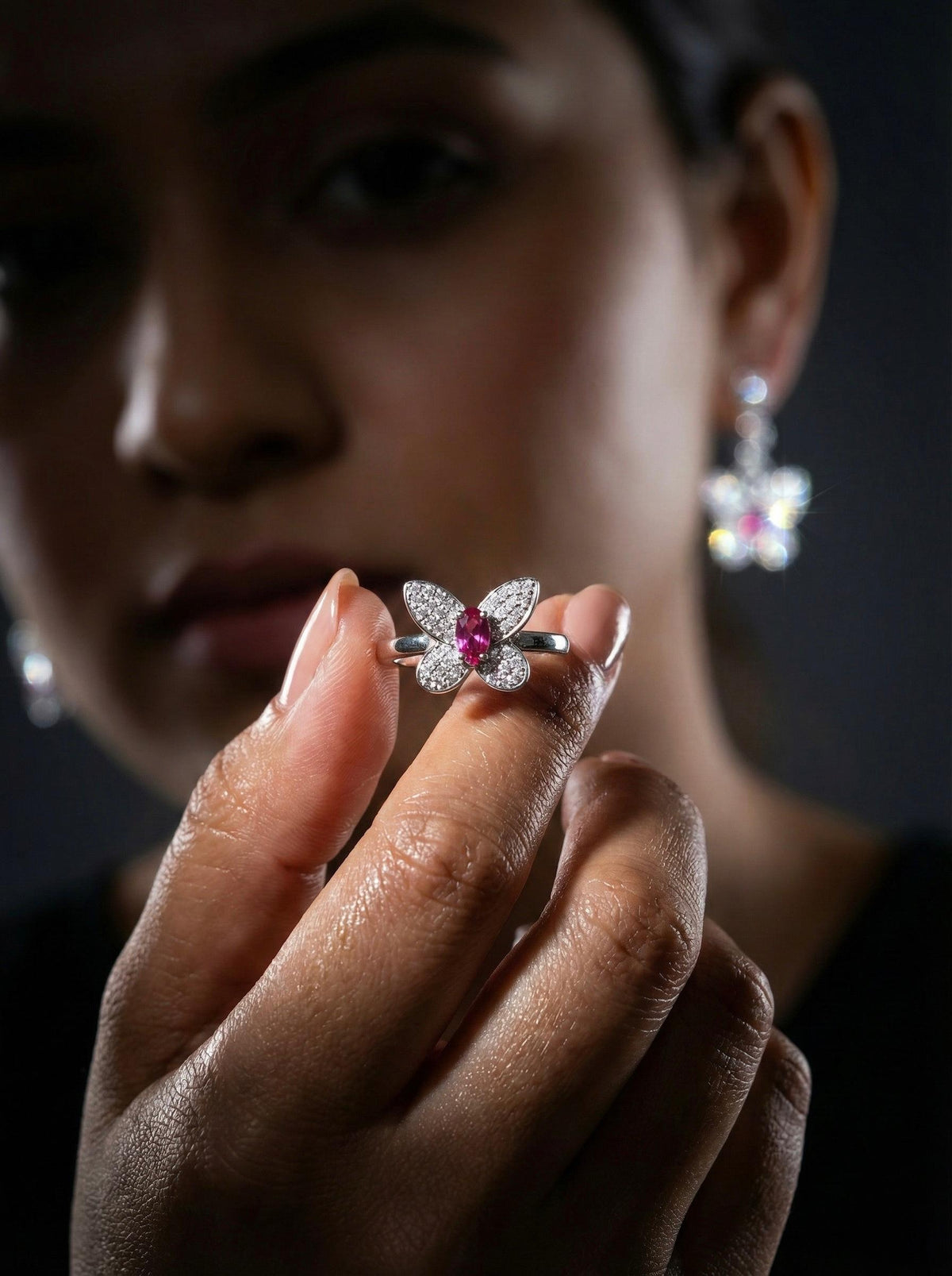 Pink Butterfly Ring