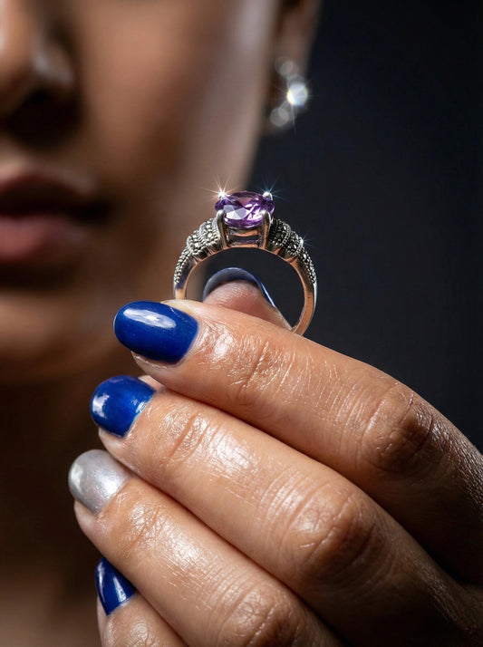 Amethyst Crown Solitaire Ring