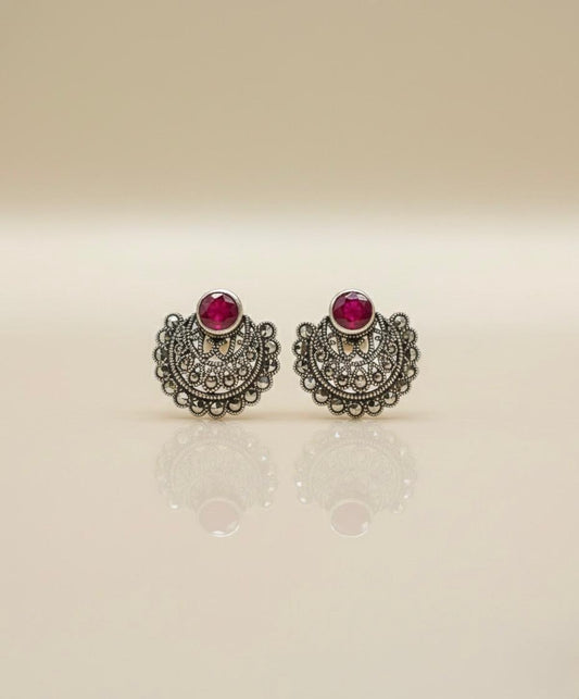 Ruby Antique Filigree Studs