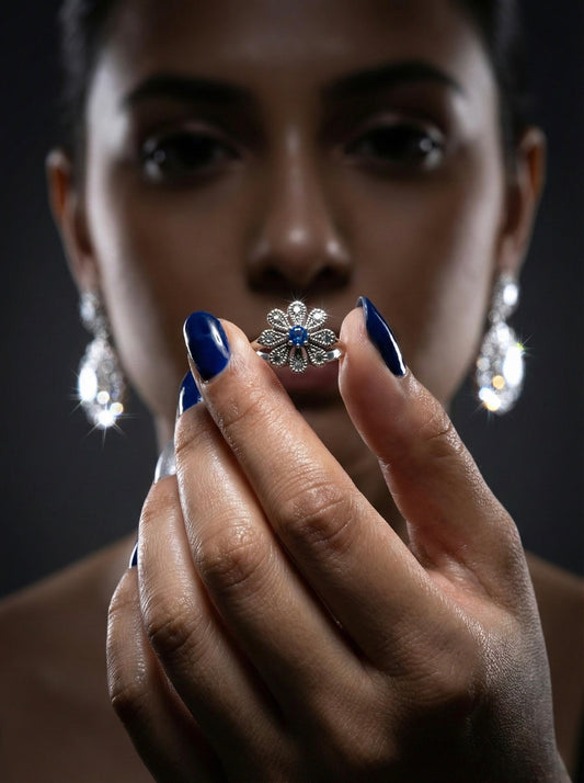 Sapphire Floral Statement Ring
