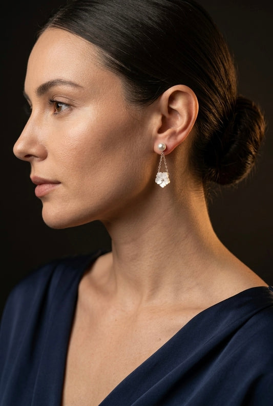 Roopsi Pearl Blossom Drop Earrings
