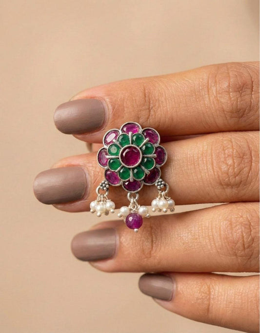 Ruby Emerald Floral Drops