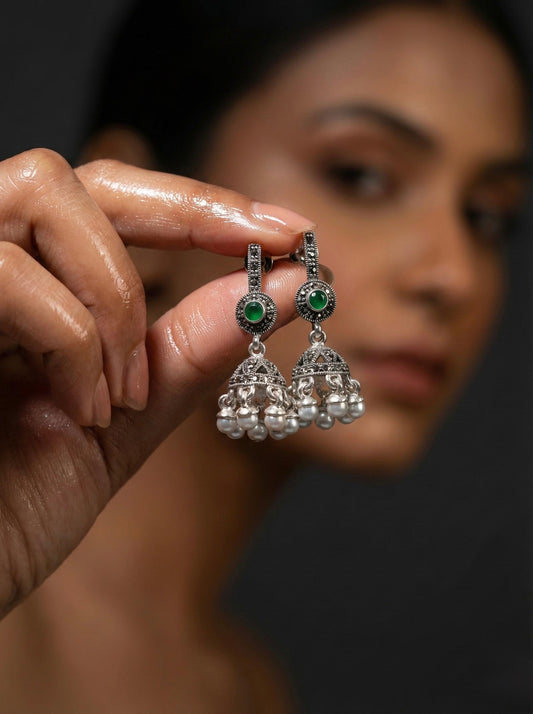 Emerald Jhumka Earrings