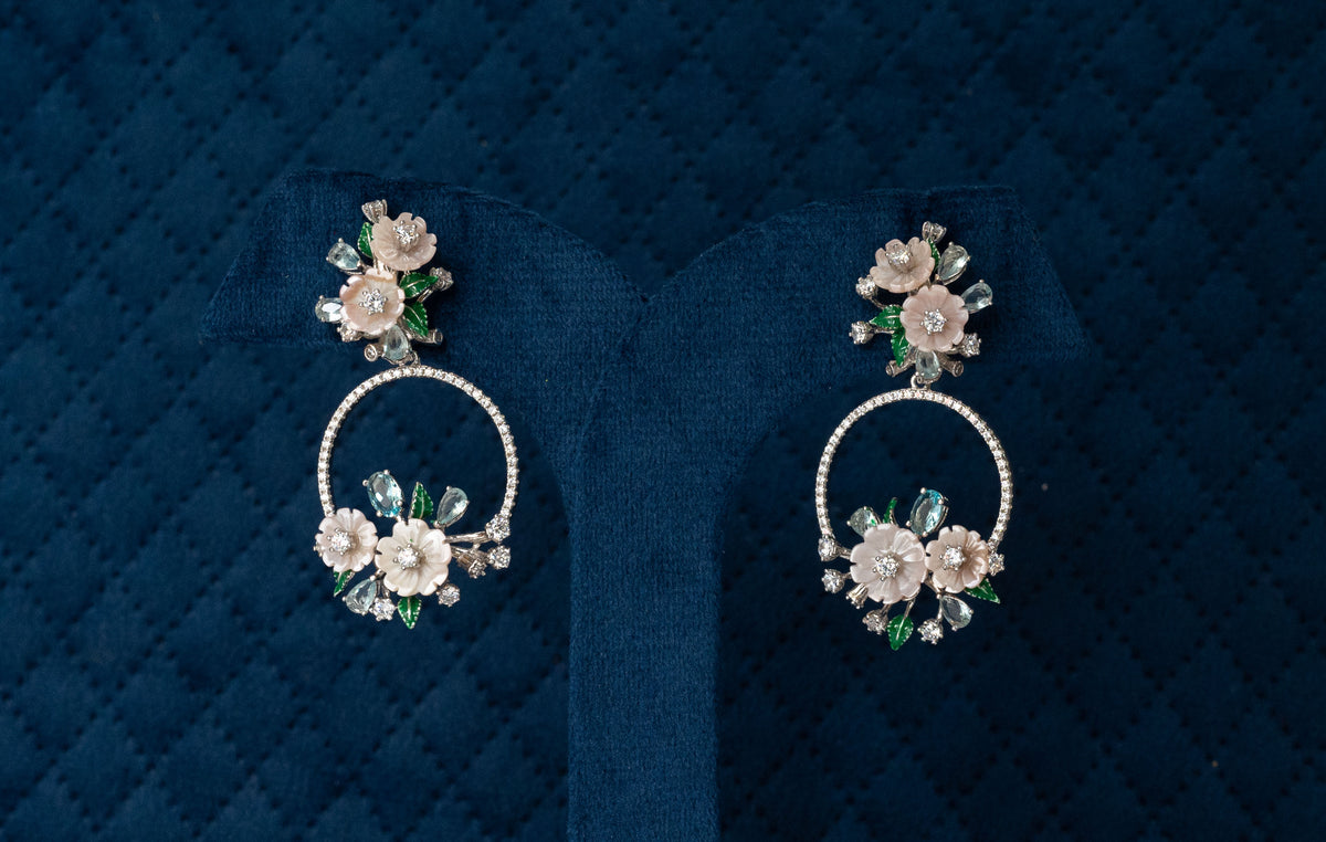 Celeste Blush Bloom Hoops