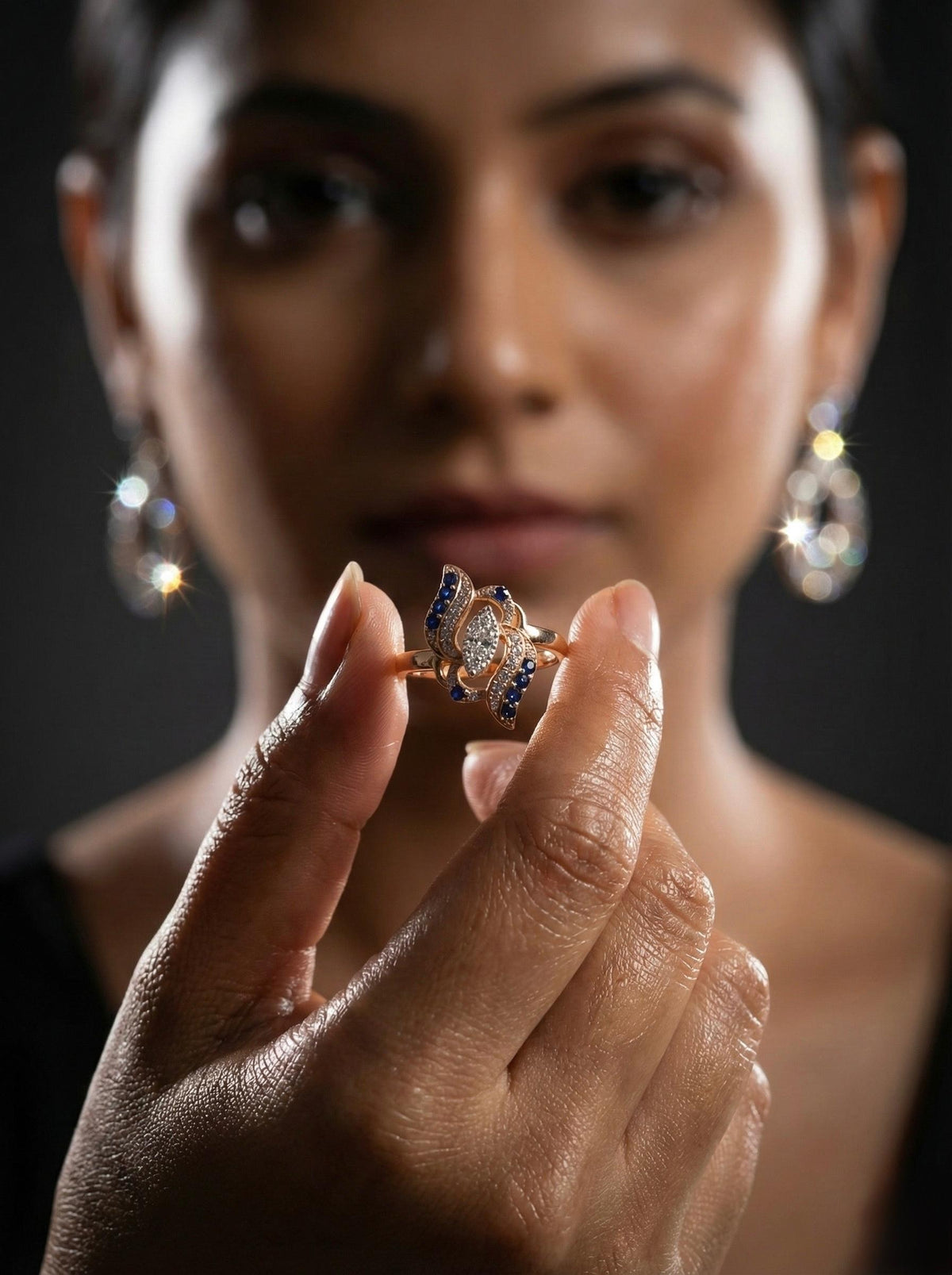 Sapphire Marquise Twist Ring
